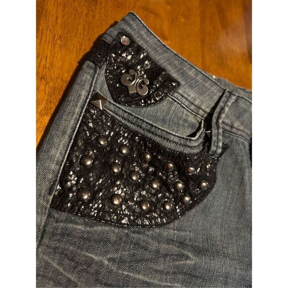 Vtg Y2K House of Dereon Beyoncé Womens Mid Rise Flare Embellished Jeans Size 7/8 - Picture 8 of 15
